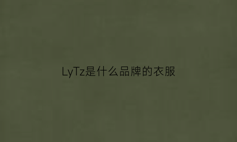 LyTz是什么品牌的衣服