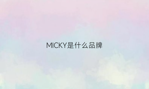 MICKY是什么品牌(micco是什么牌子)