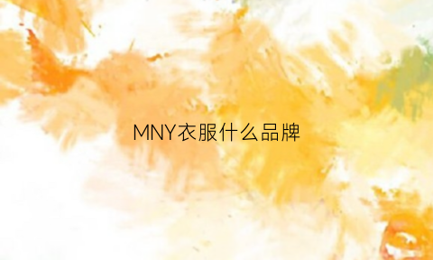 MNY衣服什么品牌(MNY衣服什么品牌)