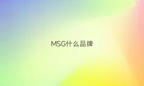 MSG什么品牌(msgn是什么品牌)