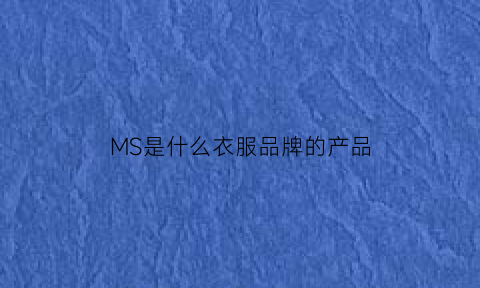 MS是什么衣服品牌的产品(ms是什么衣服品牌的产品标志)