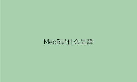 MeoR是什么品牌(meo是什么牌子)