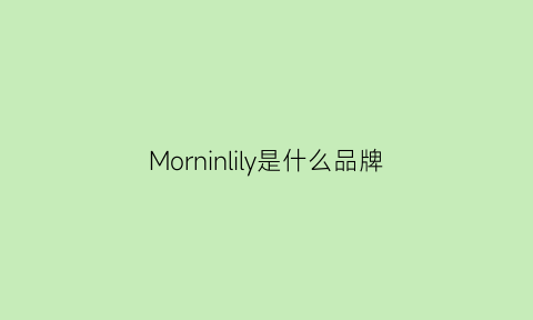 Morninlily是什么品牌(molliolli是什么品牌)