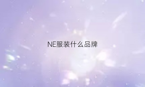 NE服装什么品牌