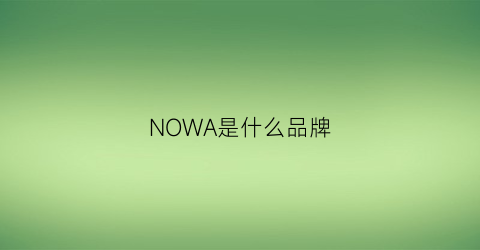 NOWA是什么品牌(now品牌)
