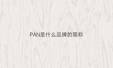 PAN是什么品牌的简称(pande是什么牌子)