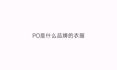 PO是什么品牌的衣服(polo是什么牌子的衣服)