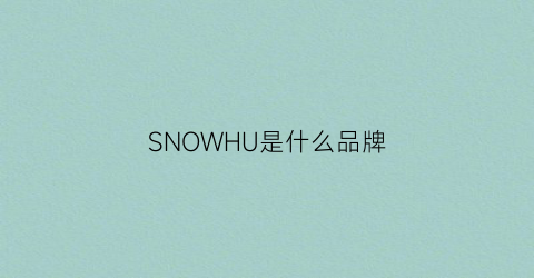 SNOWHU是什么品牌(snowhouse是什么牌子)