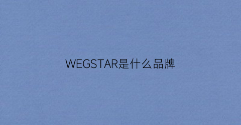 WEGSTAR是什么品牌