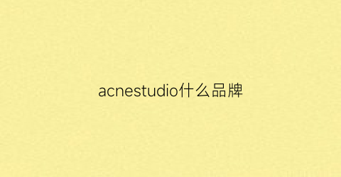 acnestudio什么品牌(acnestudios官网中国)