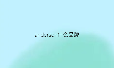 anderson什么品牌(anderson中文叫什么)