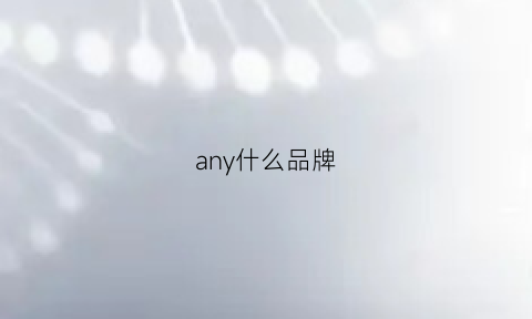 any什么品牌(anya是什么牌子)