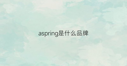 aspring是什么品牌(aspiring是什么品牌)