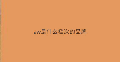 aw是什么档次的品牌