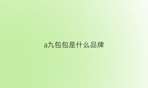 a九包包是什么品牌(a9nine包是什么品牌)