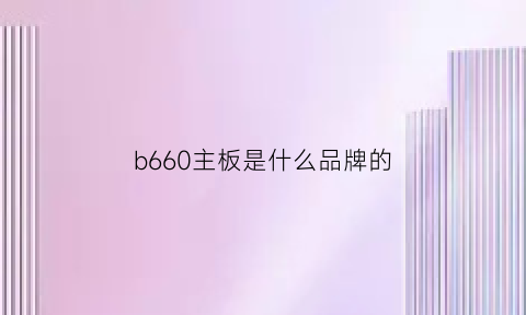 b660主板是什么品牌的