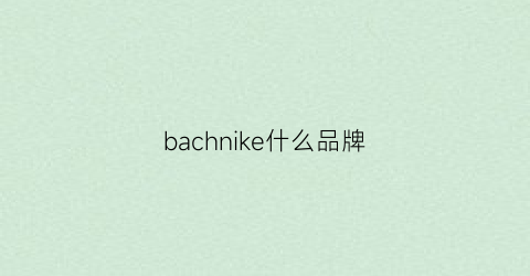bachnike什么品牌(bach是什么品牌)