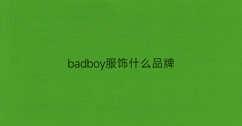 badboy服饰什么品牌(badboy男装什么档次)