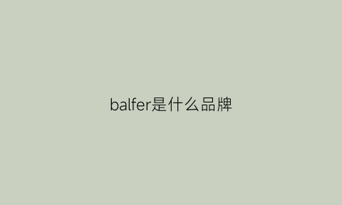 balfer是什么品牌(bafiger是什么牌子)