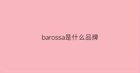 barossa是什么品牌(barbosa是什么牌子)