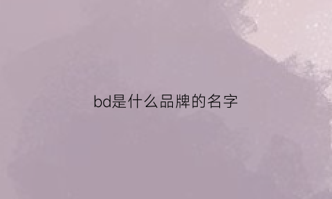 bd是什么品牌的名字(bd是什么档次)