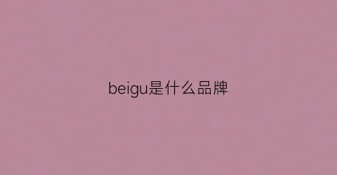 beigu是什么品牌(beggco是什么牌子)