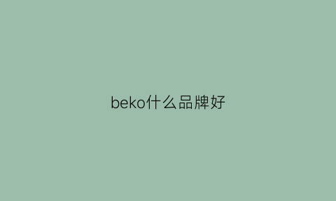 beko什么品牌好