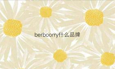 berboorry什么品牌(berburey什么牌子)