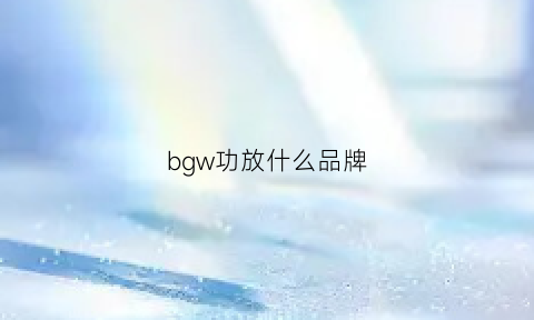 bgw功放什么品牌