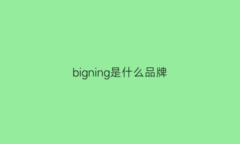 bigning是什么品牌