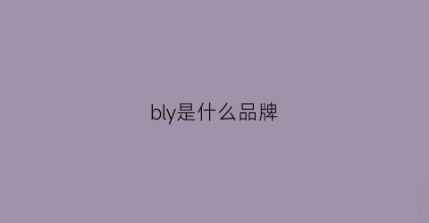 bly是什么品牌(blyb是什么品牌)