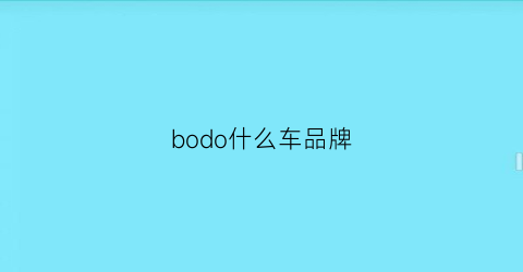 bodo什么车品牌(bodo是什么牌子)
