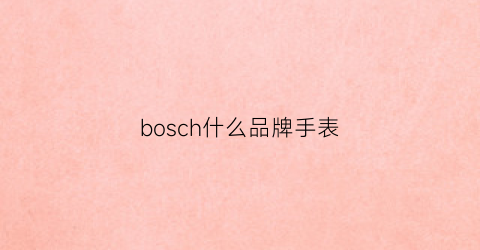 bosch什么品牌手表(bosch什么牌子手表)