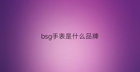 bsg手表是什么品牌