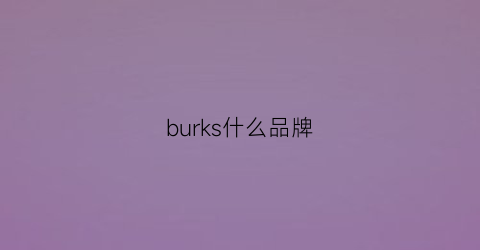 burks什么品牌(burkenicle是什么牌子)