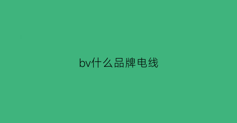 bv什么品牌电线(bvr电线哪个牌子好)