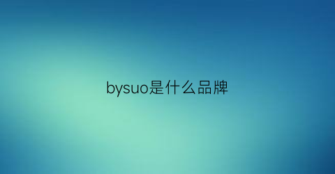 bysuo是什么品牌(byson是什么品牌)