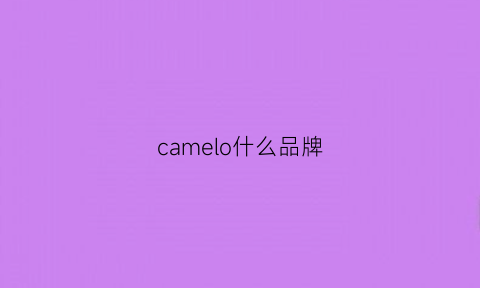 camelo什么品牌(camel是什么档次)