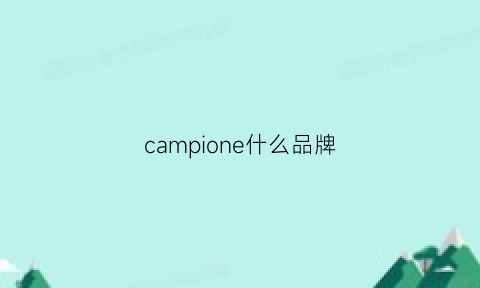 campione什么品牌(campoarique是什么牌子)