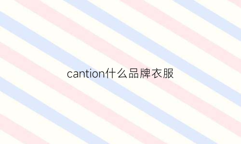 cantion什么品牌衣服(canson是什么服装品牌)