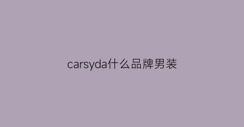 carsyda什么品牌男装