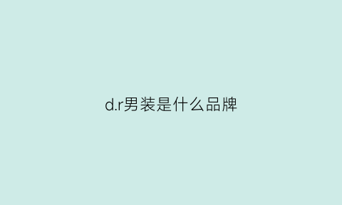 d.r男装是什么品牌