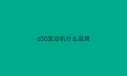 d30发动机什么品牌(d30发动机是什么意思)