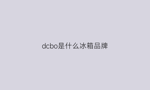 dcbo是什么冰箱品牌(dynamicabt冰箱)