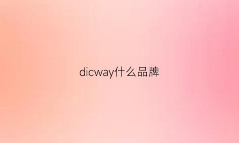 dicway什么品牌(dipawaymode是什么)