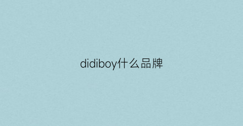 didiboy什么品牌(didiboy的标志)