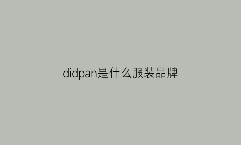 didpan是什么服装品牌(didpan是什么牌子)