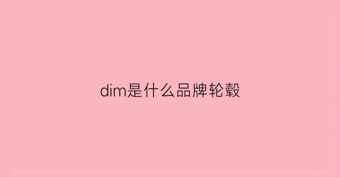 dim是什么品牌轮毂(dpe轮毂)