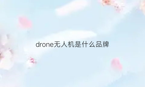 drone无人机是什么品牌(drone无人机新手教程)