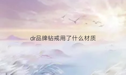 dr品牌钻戒用了什么材质(dr钻戒是什么材质的)